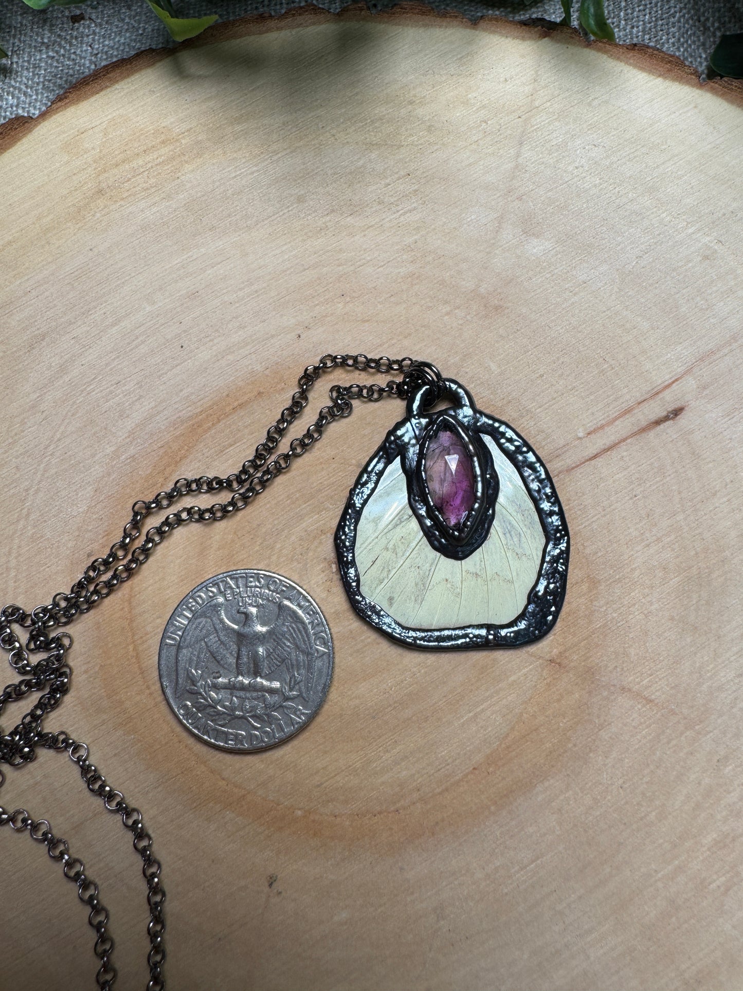 Butterfly Wing and Amethyst Necklace