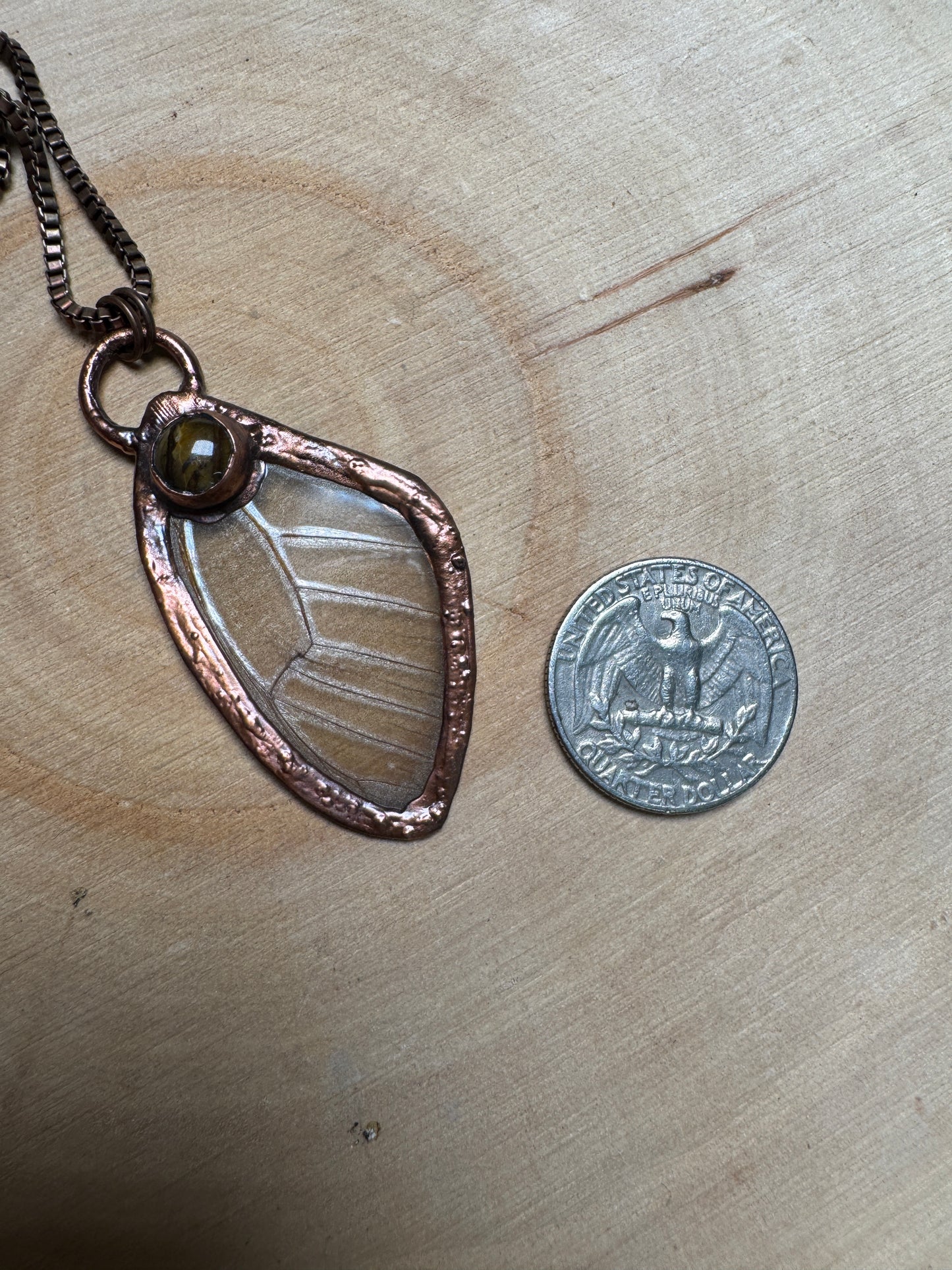 Butterfly Wing and Tigers Eye Necklace