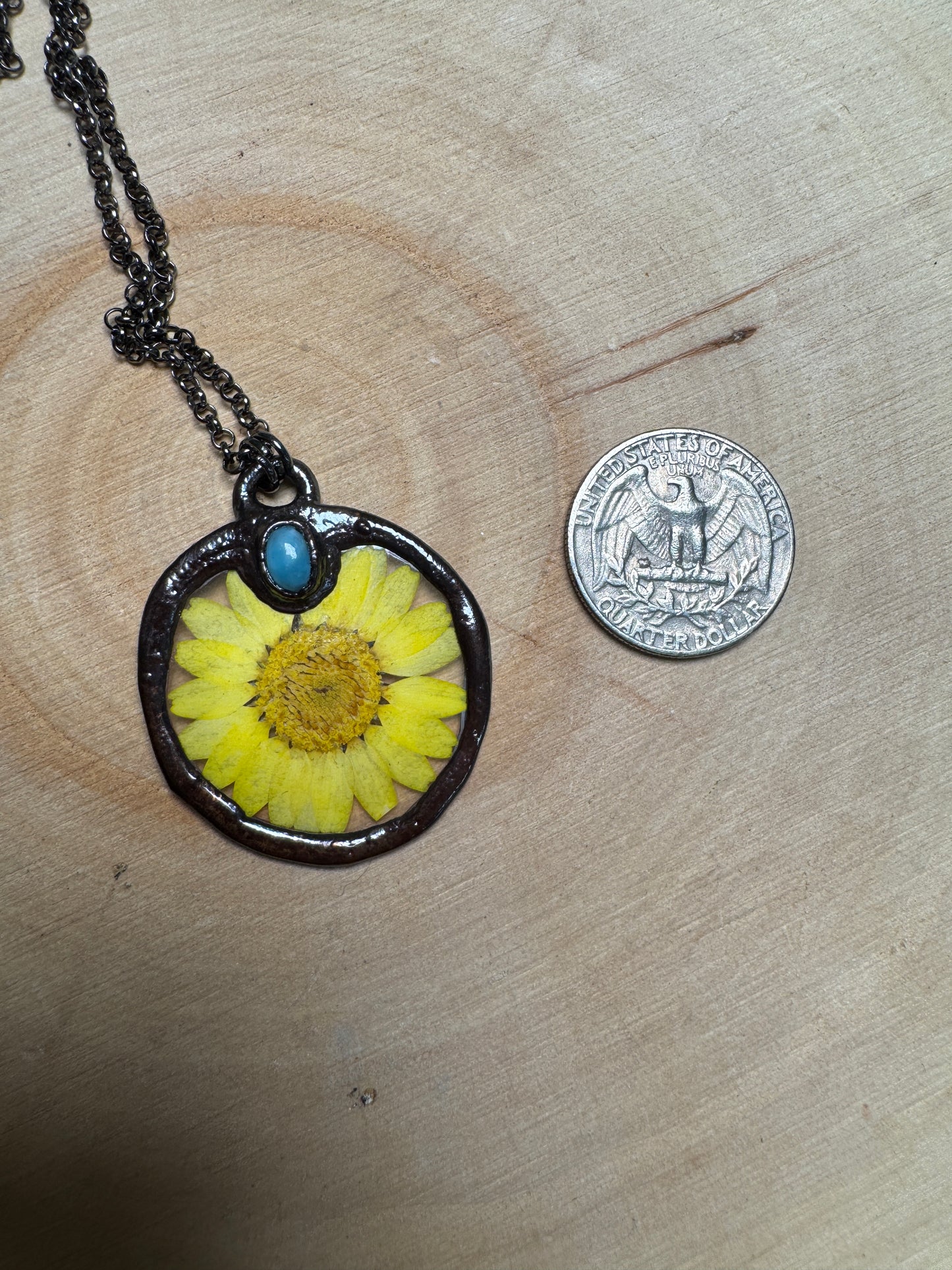 Flower and Larimar Necklace