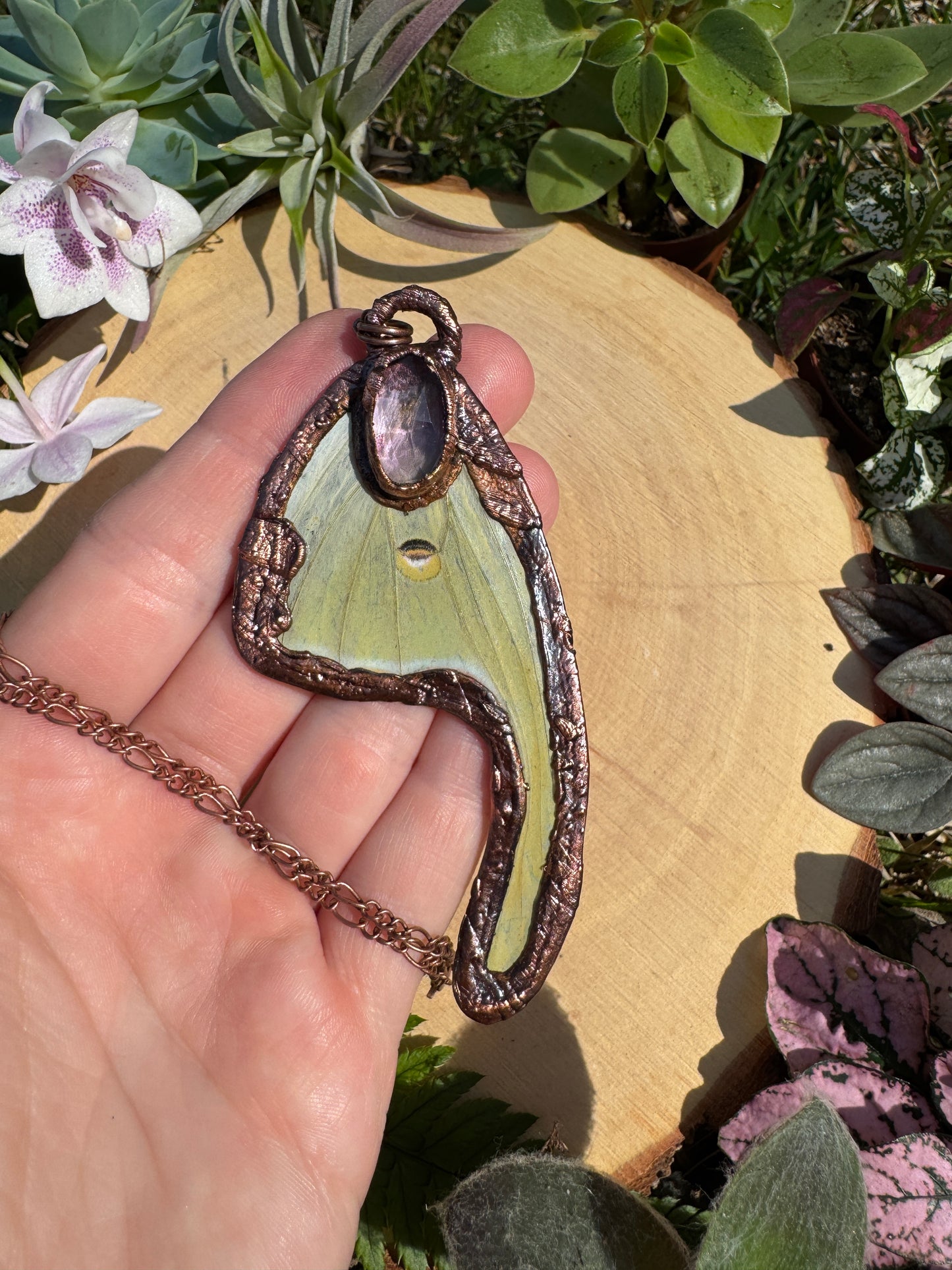 Amethyst Luna Moth Wing Necklace