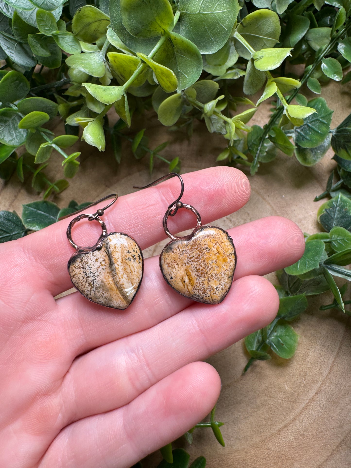Landscape Jasper Heart Earrings