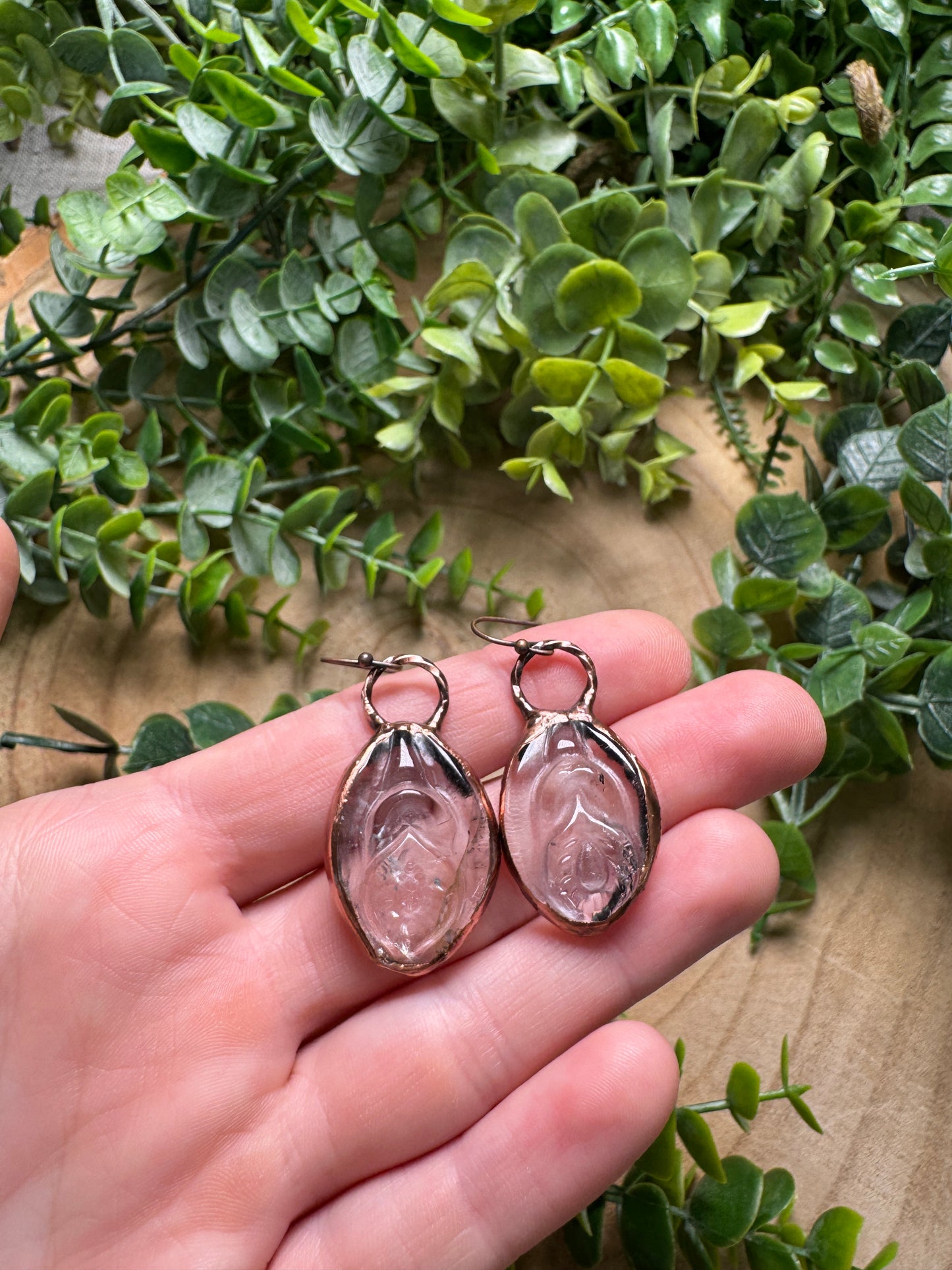 Clear Quartz Yoni Earrings