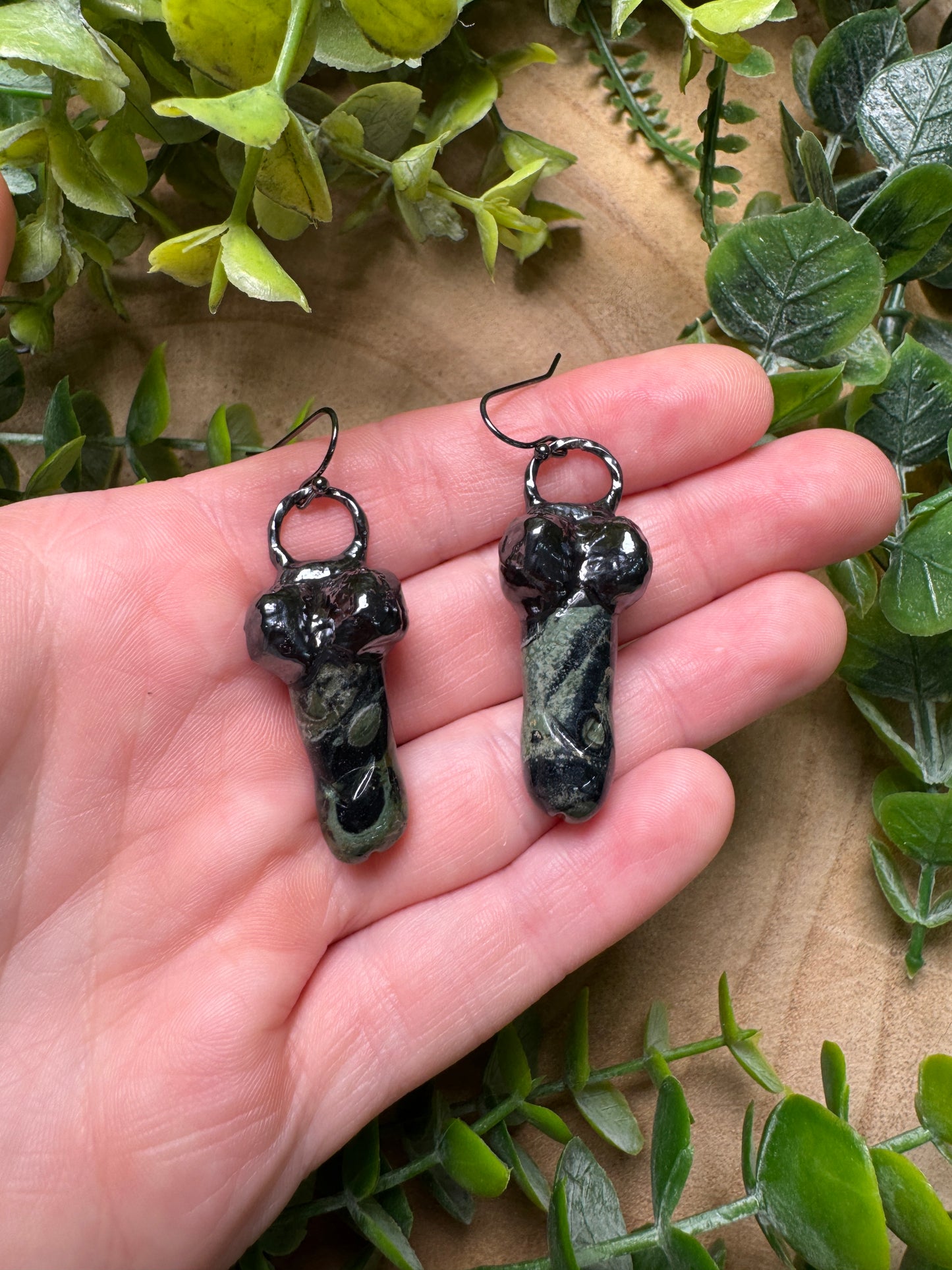 Kambaba Jasper Penis Earrings
