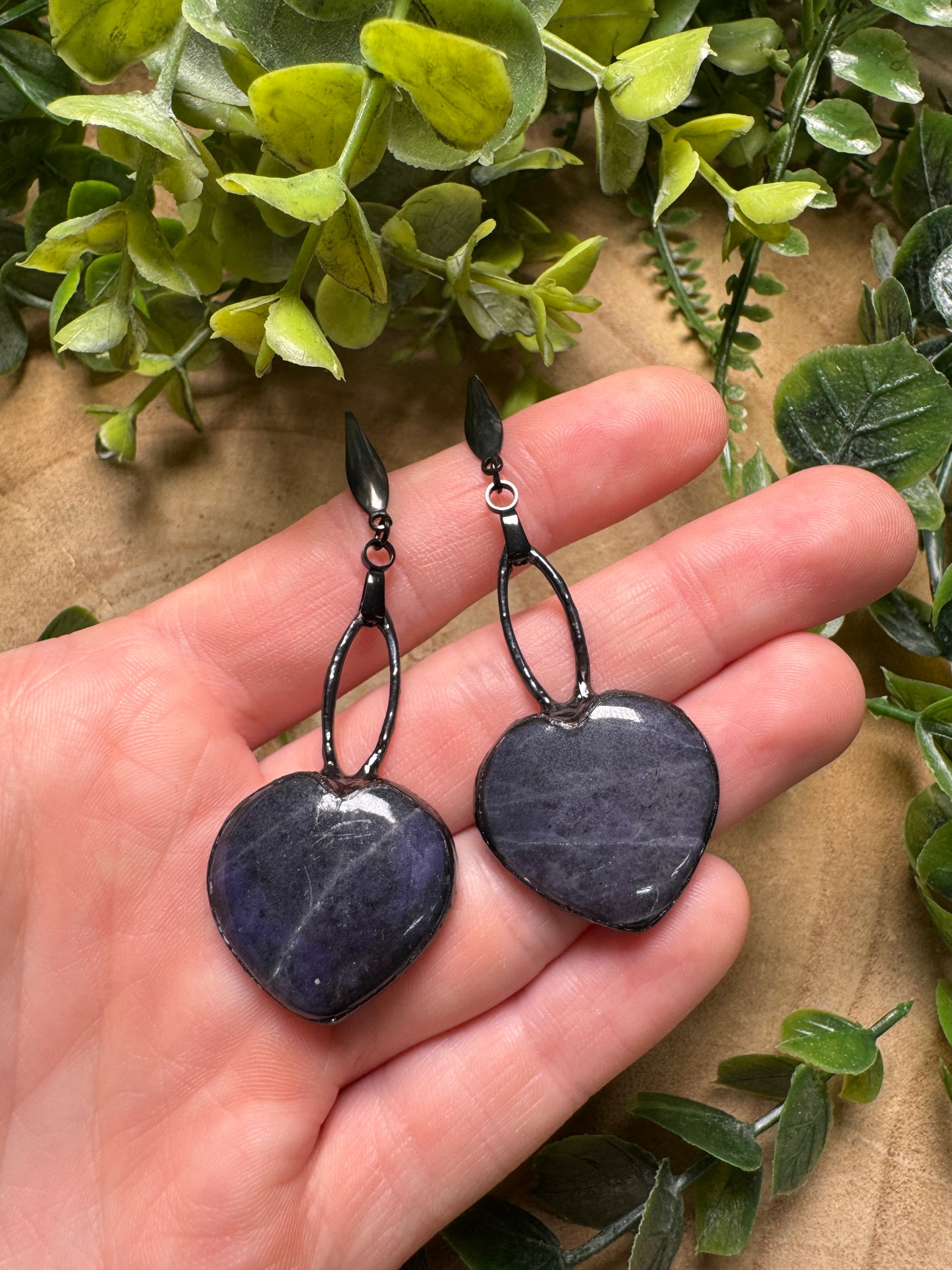 Blue Aventurine Heart Earrings
