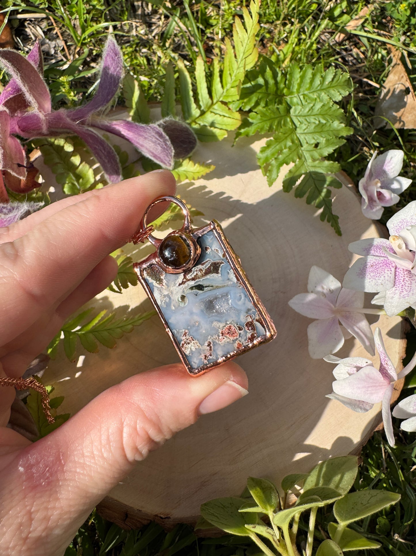 Moss Agate and Tigers Eye Necklace