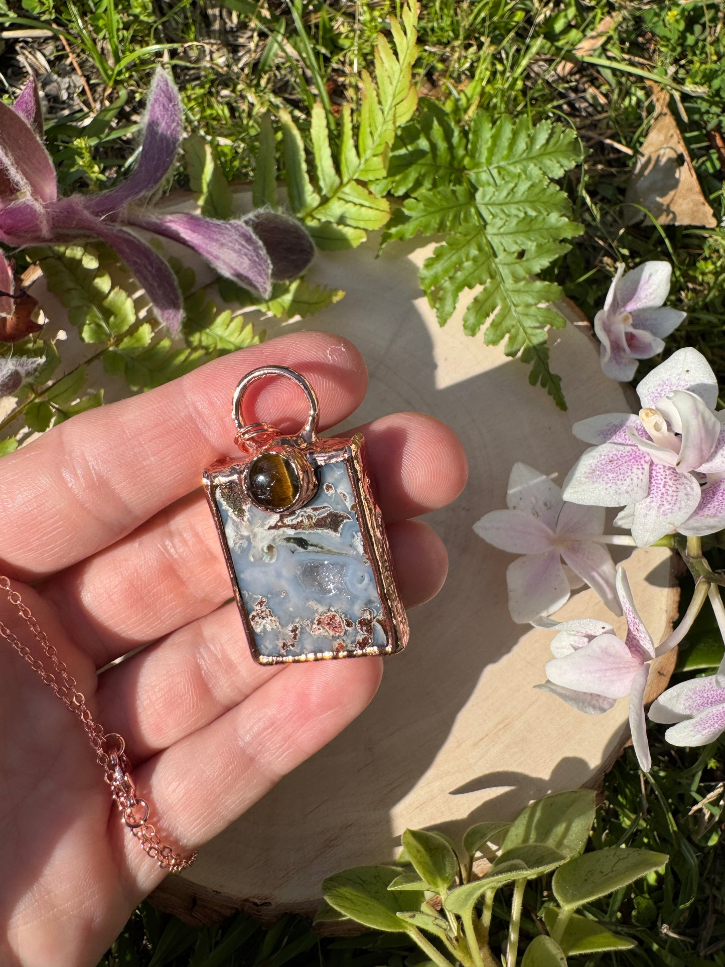Moss Agate and Tigers Eye Necklace