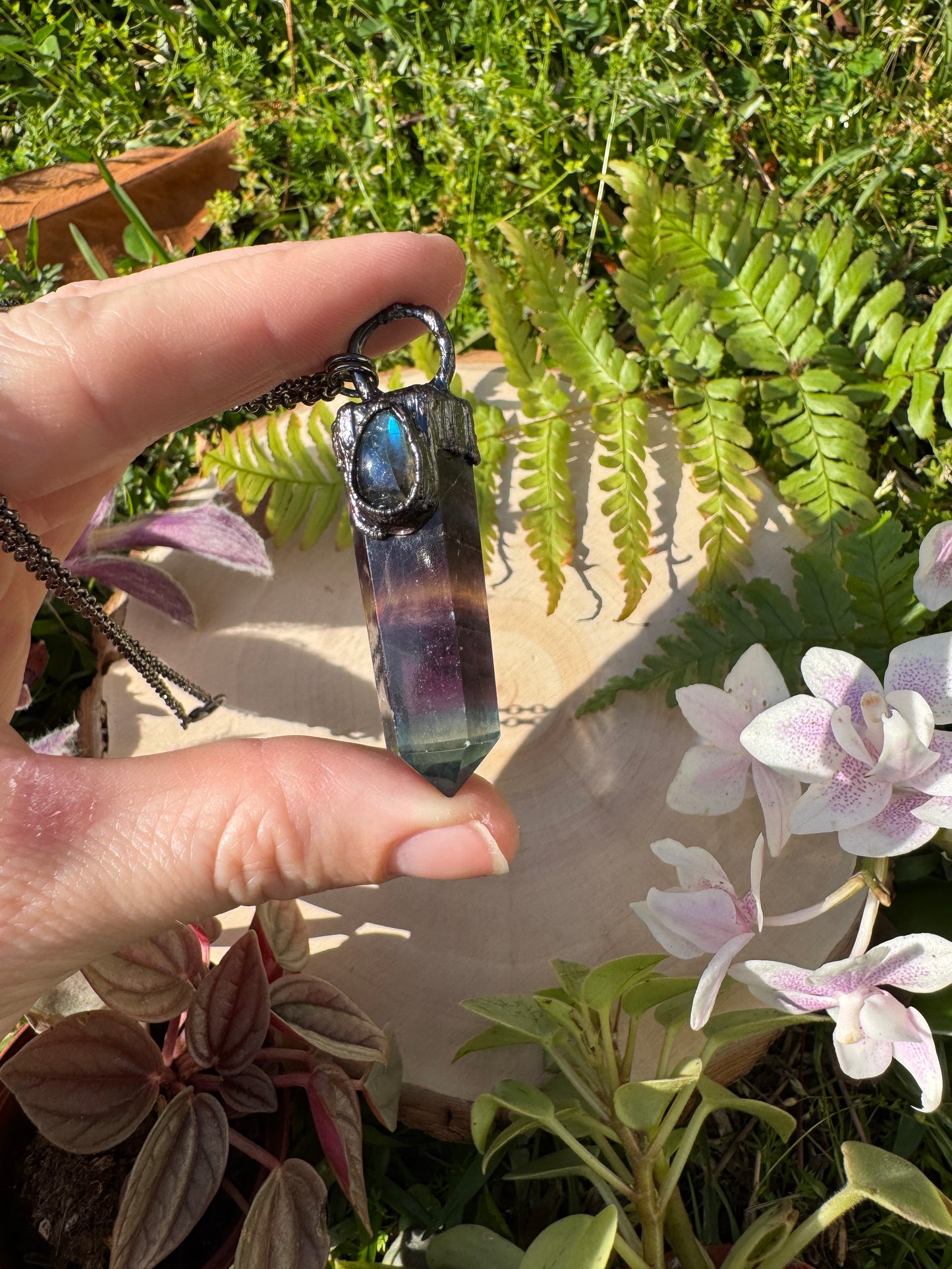 Rainbow Fluorite and Labradorite Necklace