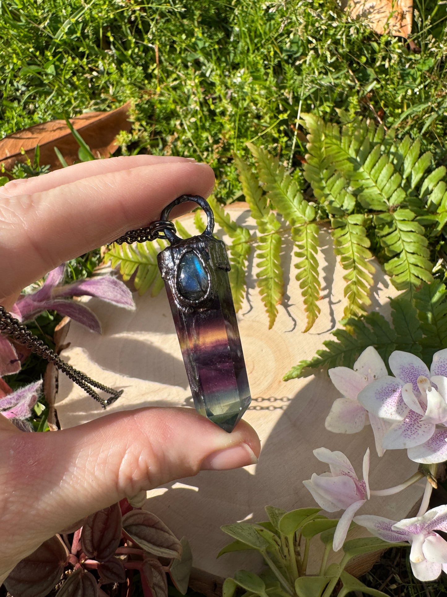 Rainbow Fluorite and Labradorite Necklace