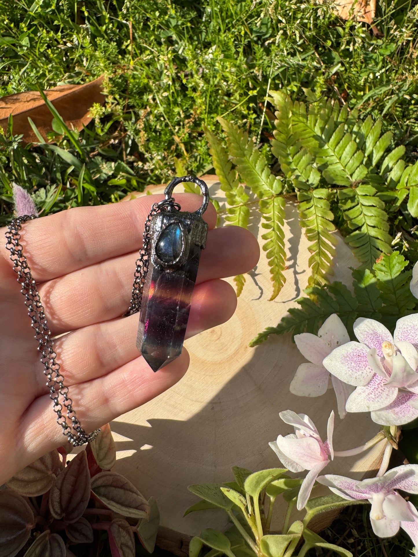 Rainbow Fluorite and Labradorite Necklace