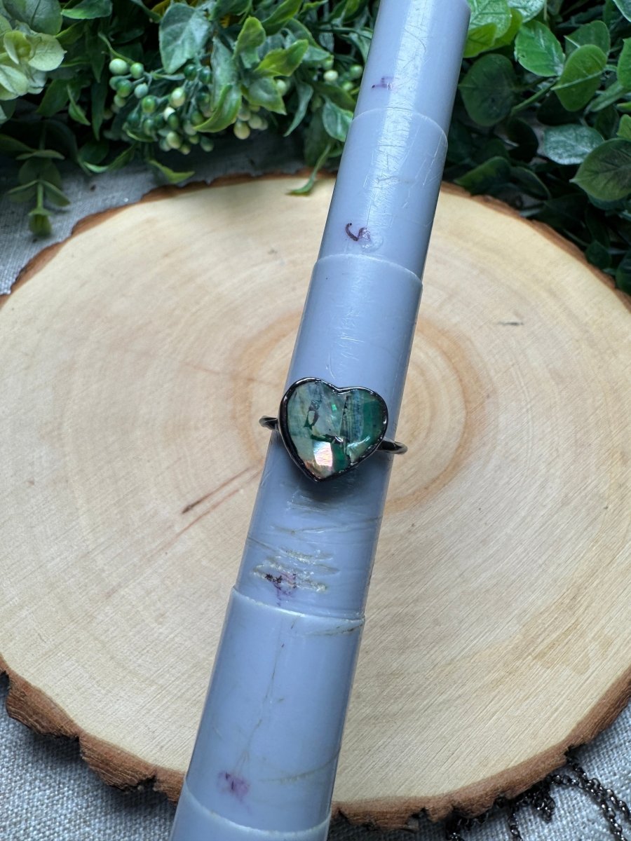 Abalone Shell Heart Ring Size 6 | Copper Ashes