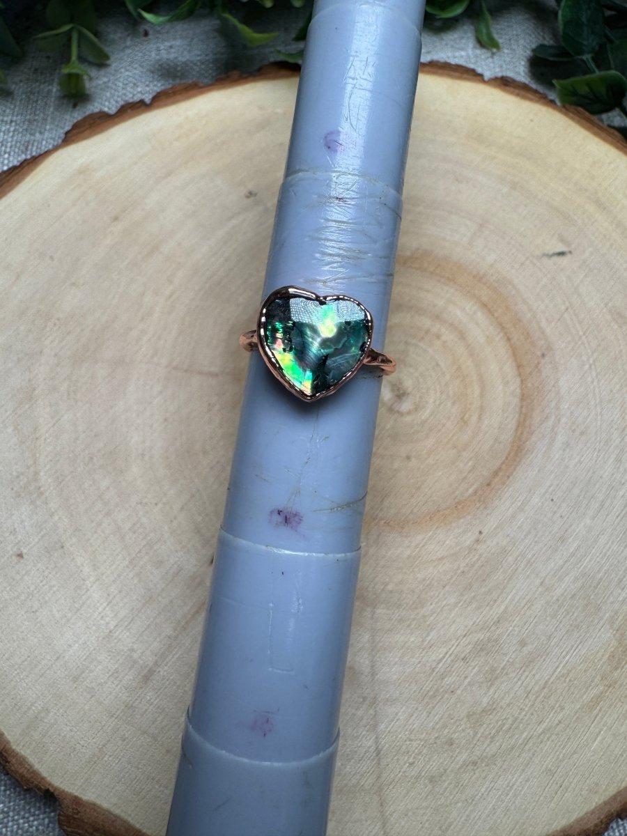 Abalone Shell Heart Ring Size 7 | Copper Ashes