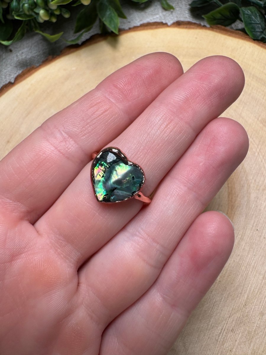 Abalone Shell Heart Ring Size 7 | Copper Ashes