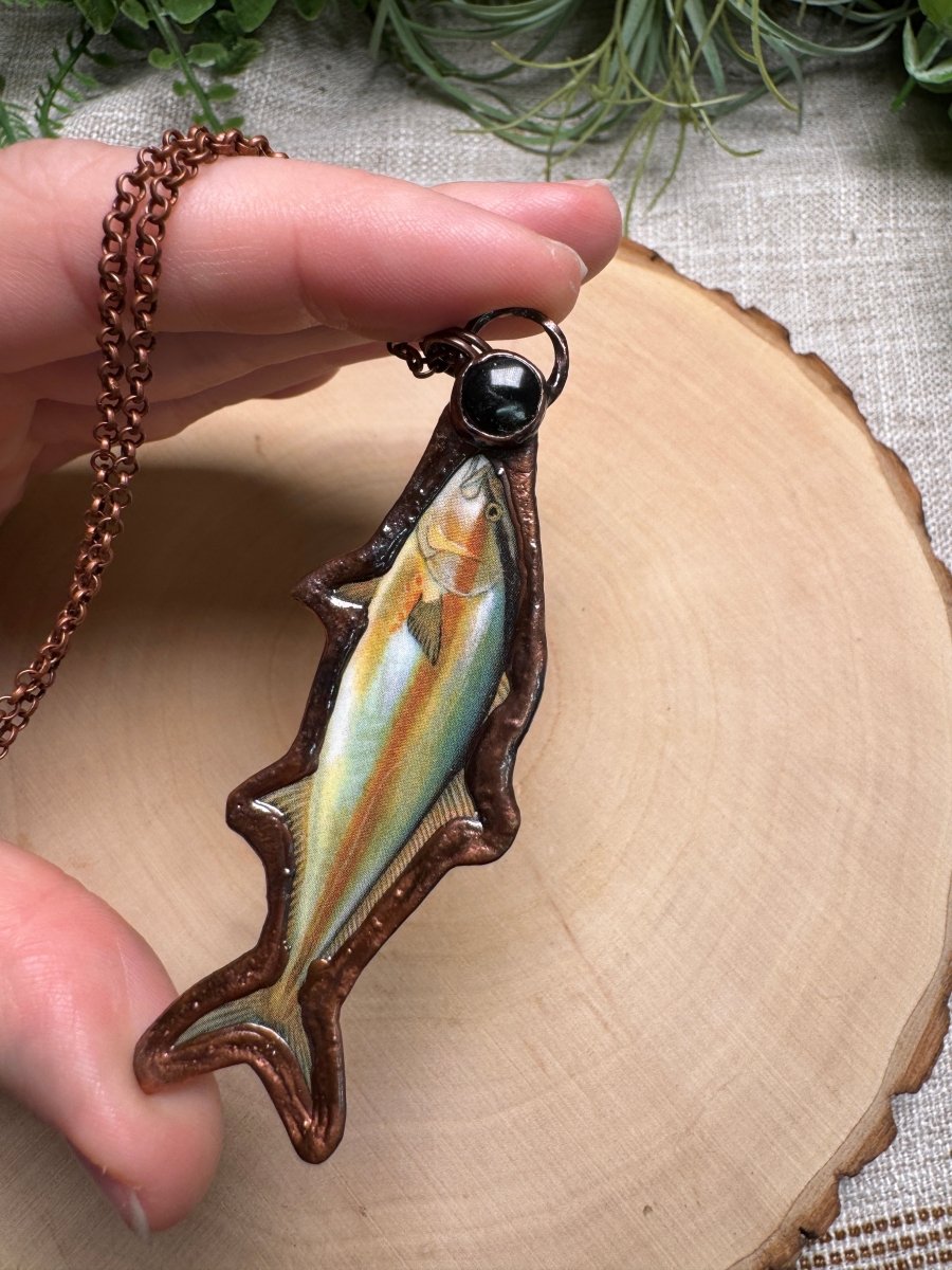 Amberjack and Obsidian Necklace | Copper Ashes