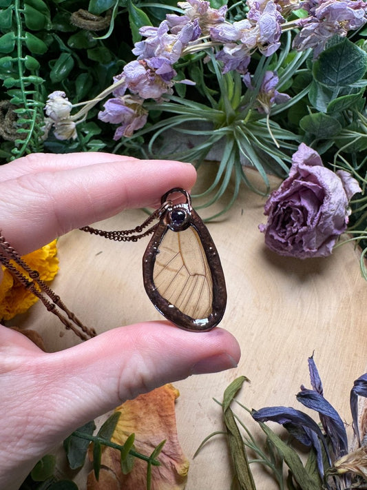 Amethyst and Butterfly Wing Necklace | Copper Ashes