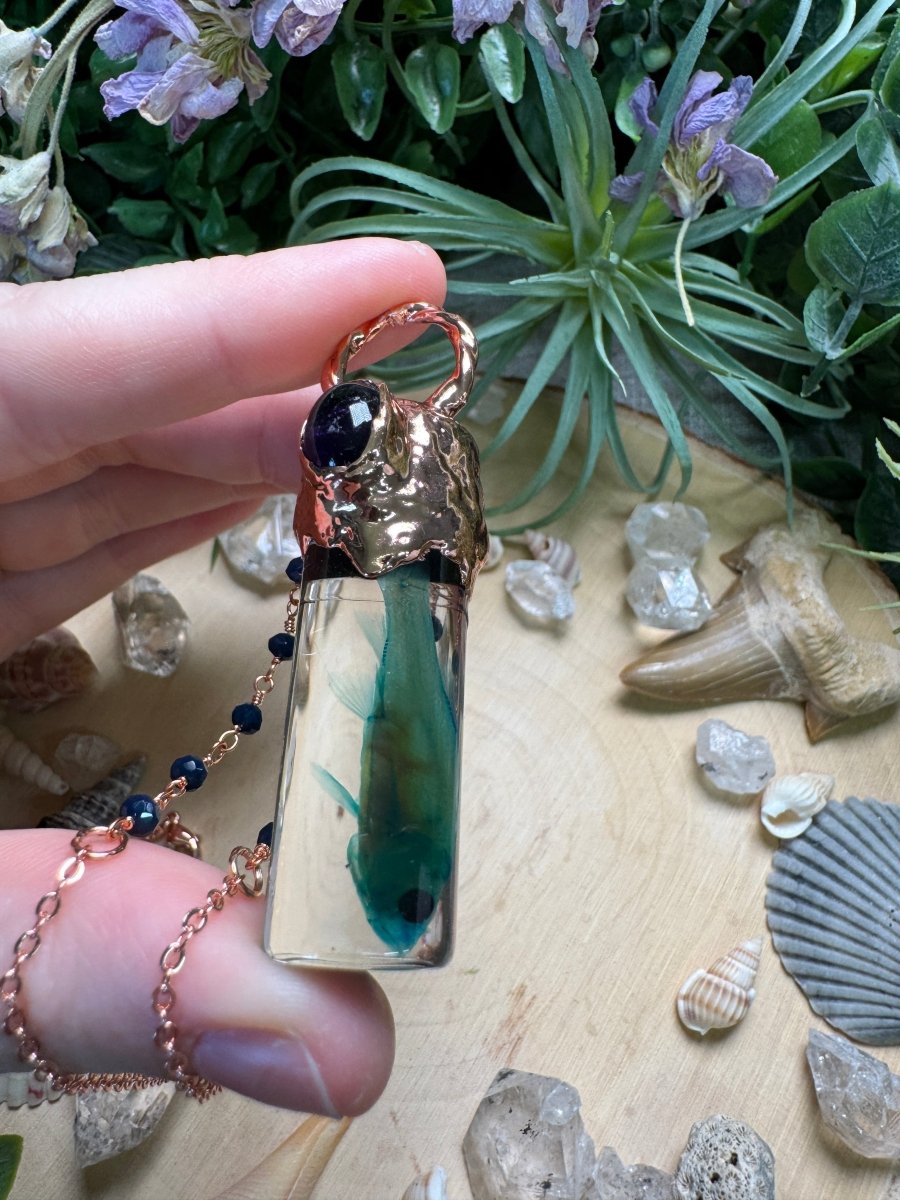 Amethyst and Minnow Oddity Vial Necklace | Copper Ashes