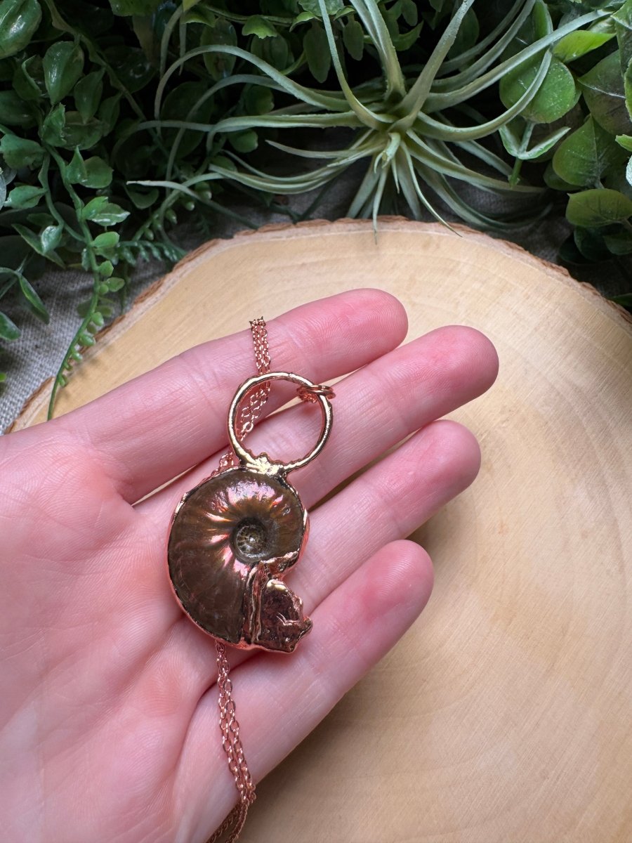 Ammonite Fossil and Labradorite Necklace | Copper Ashes