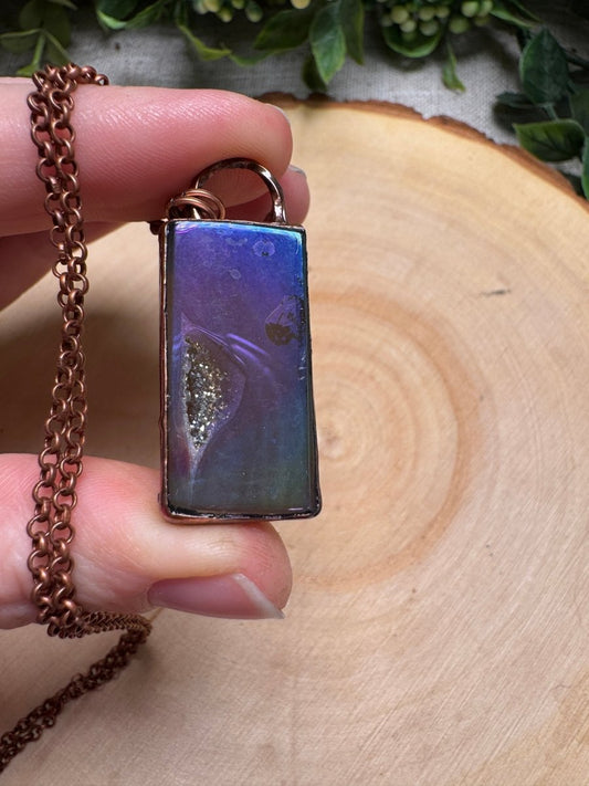 Aura Plated Druzy Agate Necklace | Copper Ashes