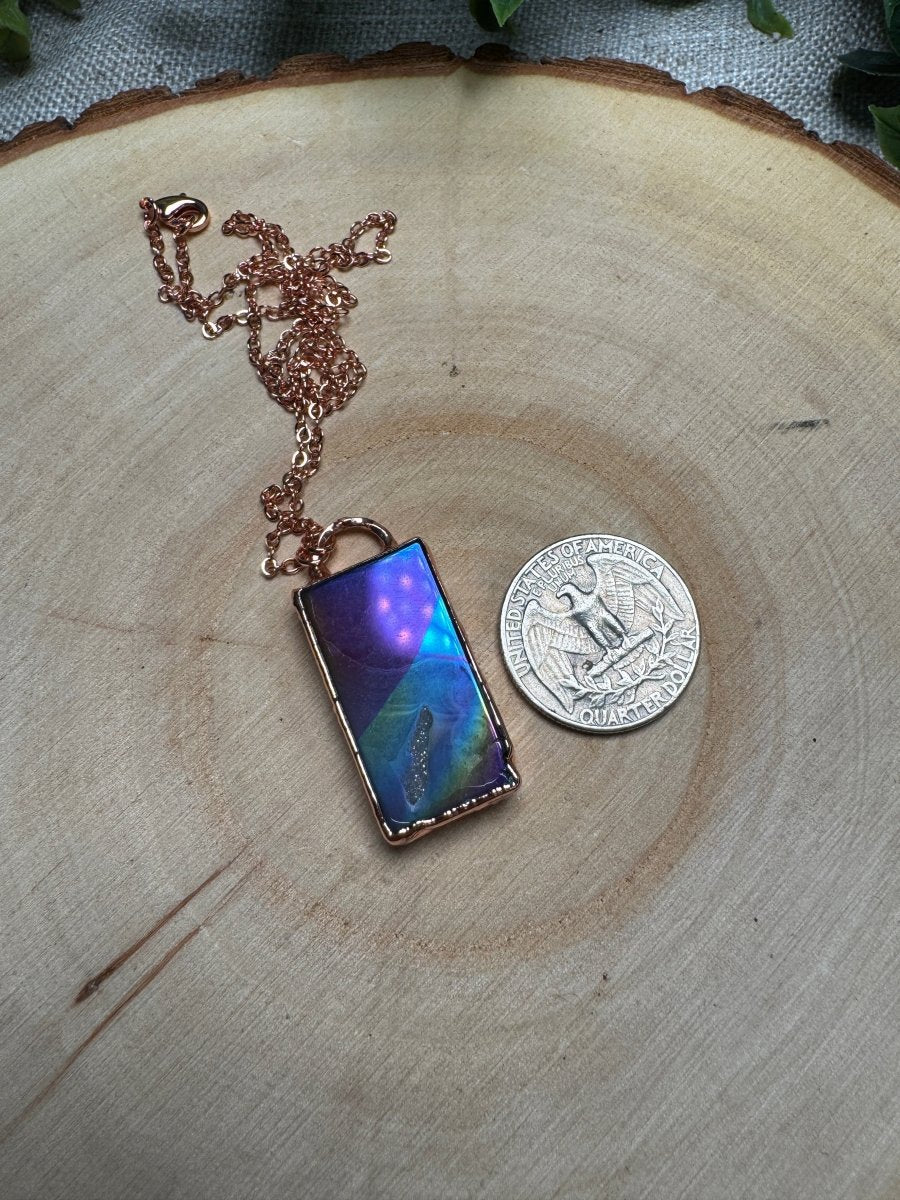 Aura Plated Druzy Agate Necklace | Copper Ashes