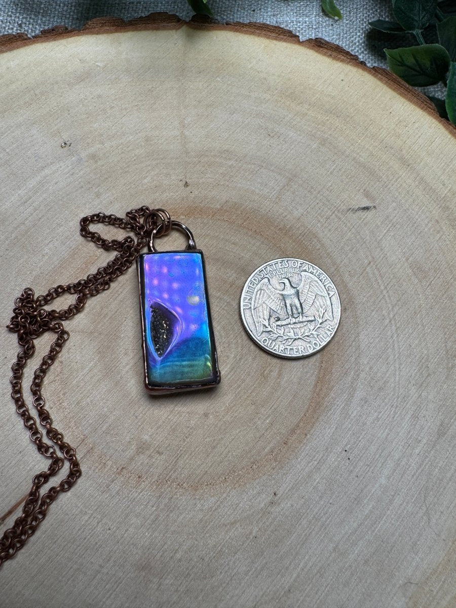 Aura Plated Druzy Agate Necklace | Copper Ashes