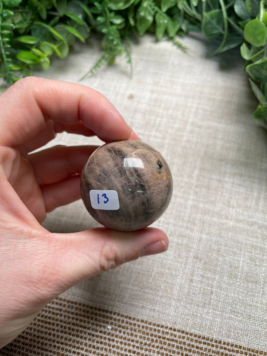 Black Moonstone Sphere | Copper Ashes