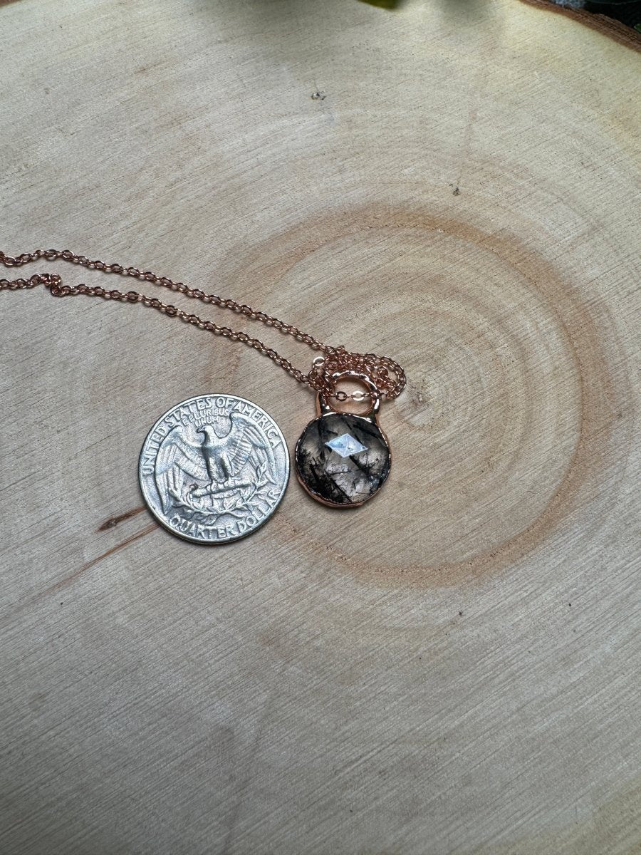 Black Rutile Quartz Necklace | Copper Ashes