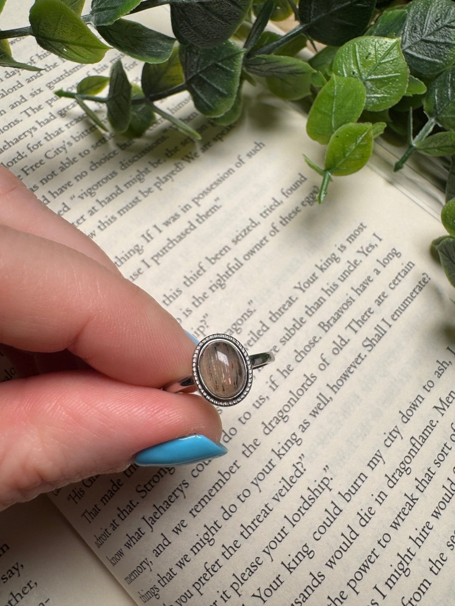 Black Sunstone Adjustable Ring | Copper Ashes