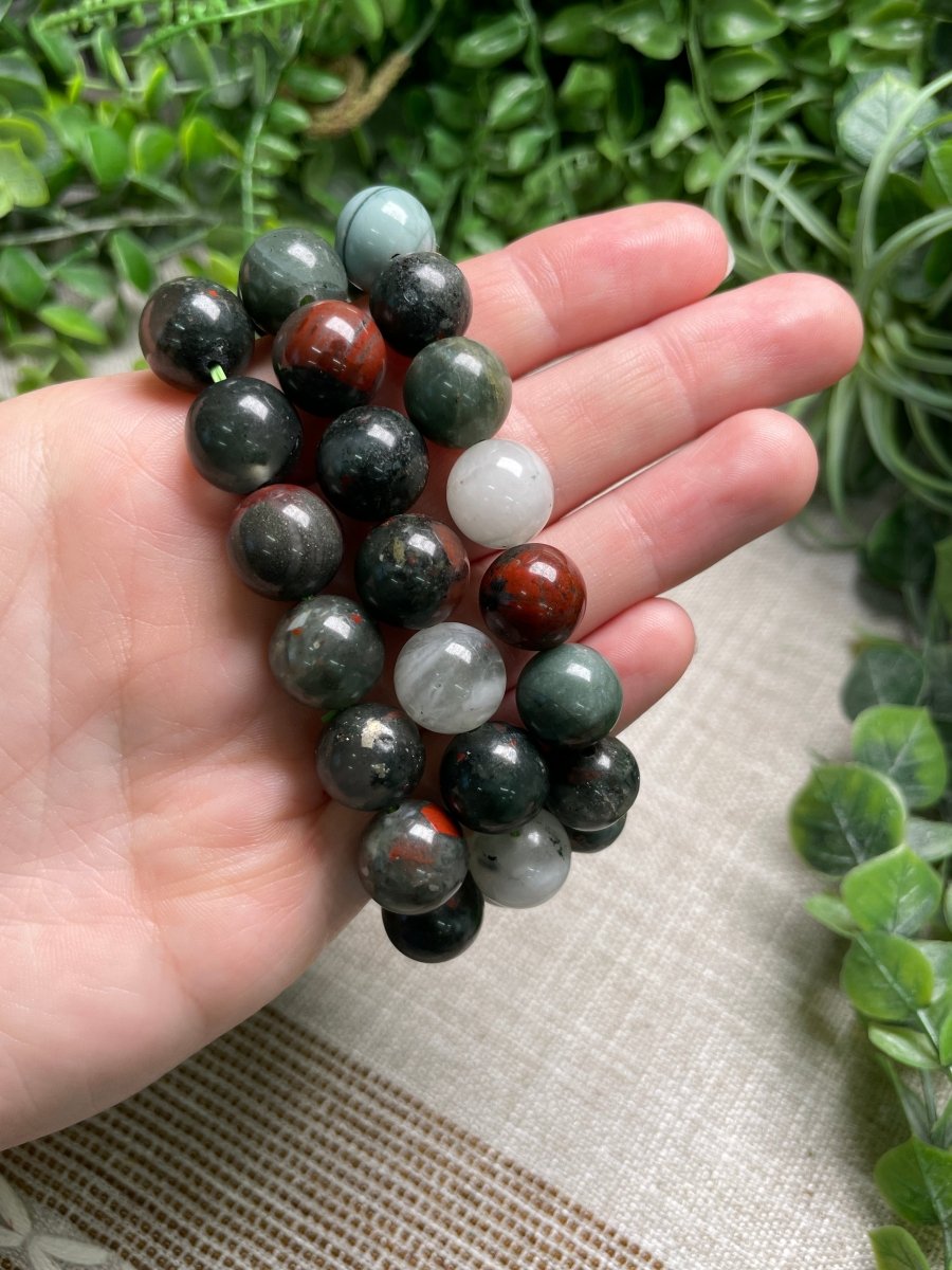 Bloodstone 12mm Beaded Bracelet | Copper Ashes