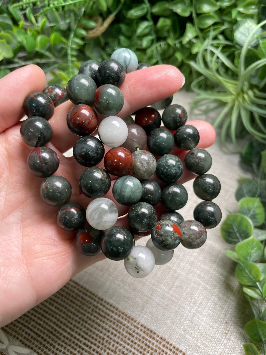 Bloodstone 12mm Beaded Bracelet | Copper Ashes