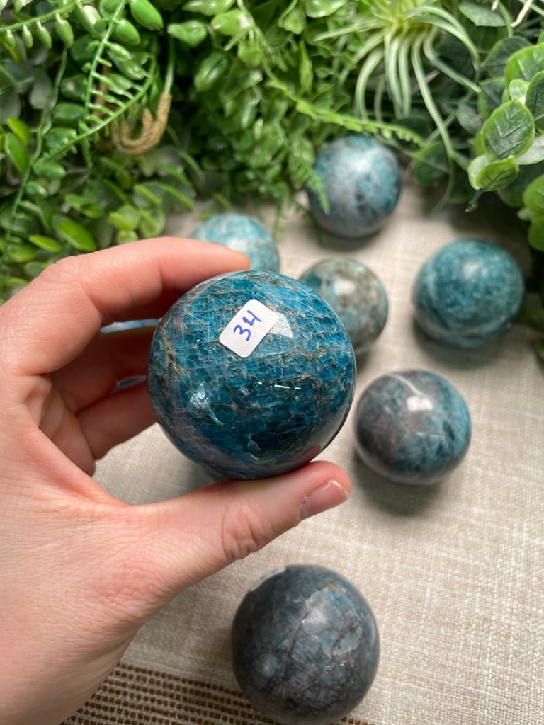 Blue Apatite Sphere | Copper Ashes