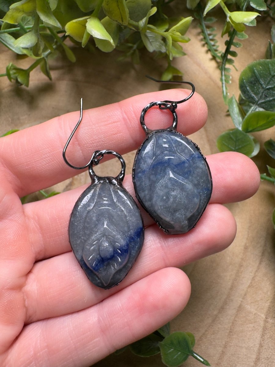 Blue Aventurine Yoni Earrings | Copper Ashes