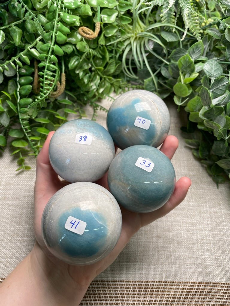 Blue Jasper Sphere | Copper Ashes