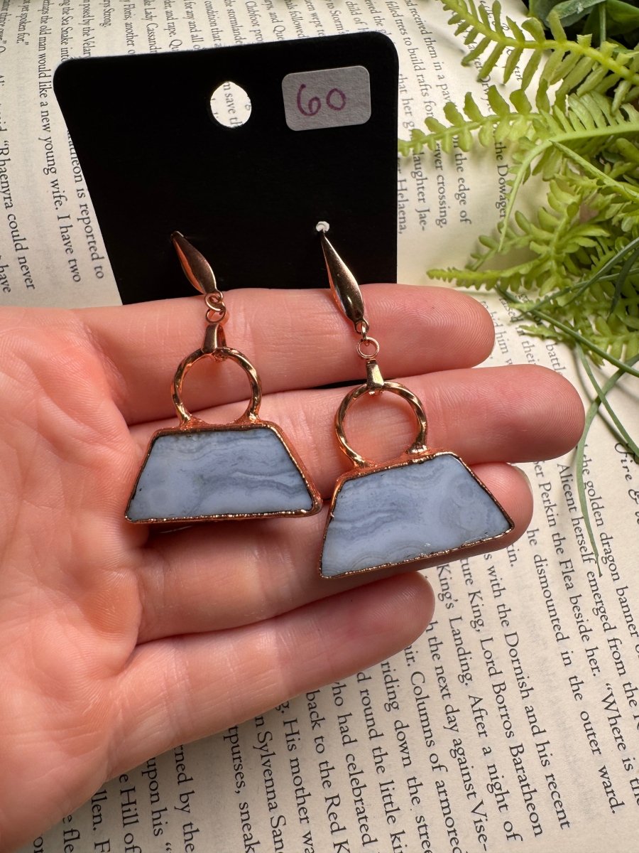 Blue Lace Agate Earrings | Copper Ashes