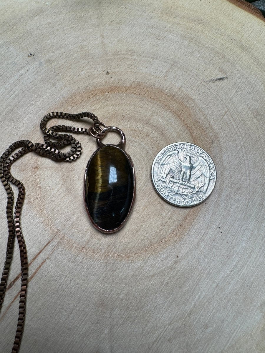 Blue Tigers Eye Necklace | Copper Ashes