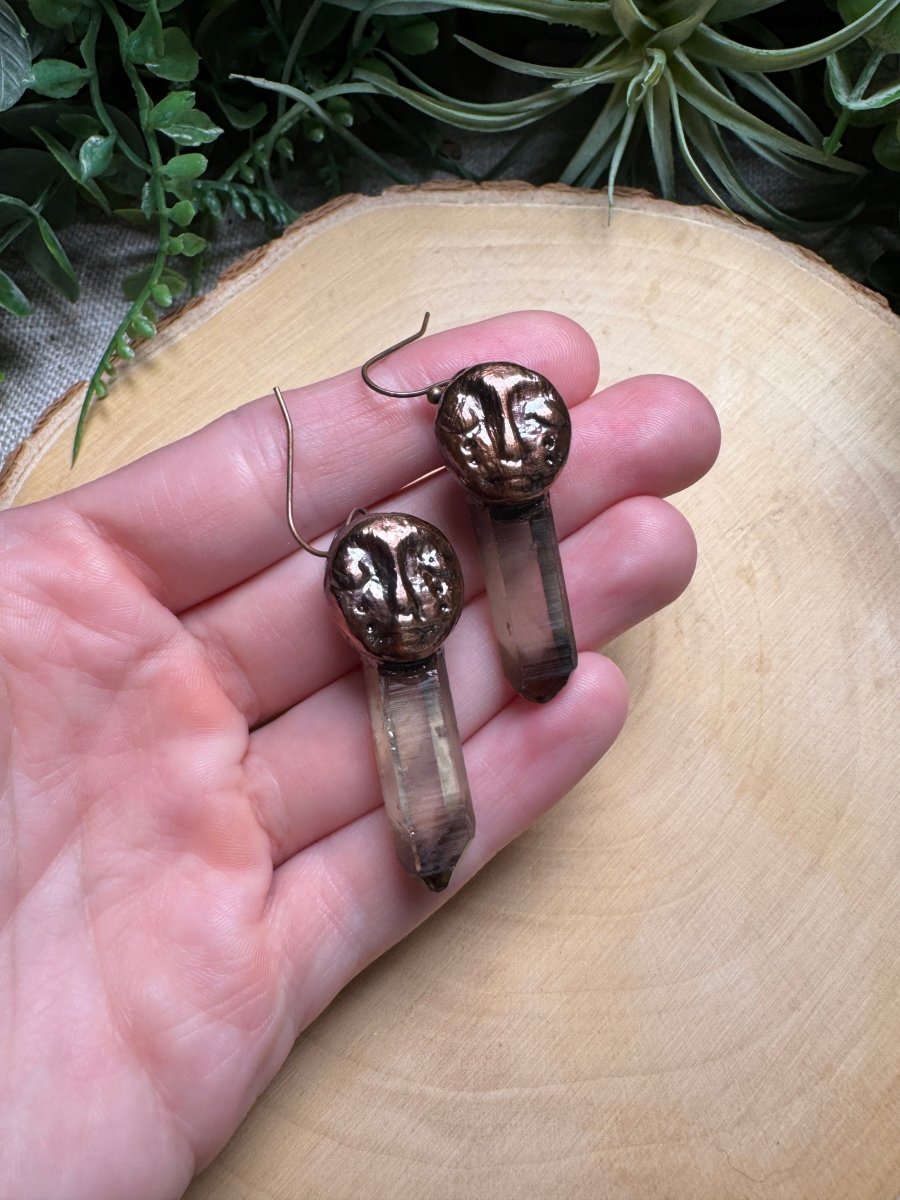 Brooklyn - Smoky Quartz Goddess Earrings | Copper Ashes