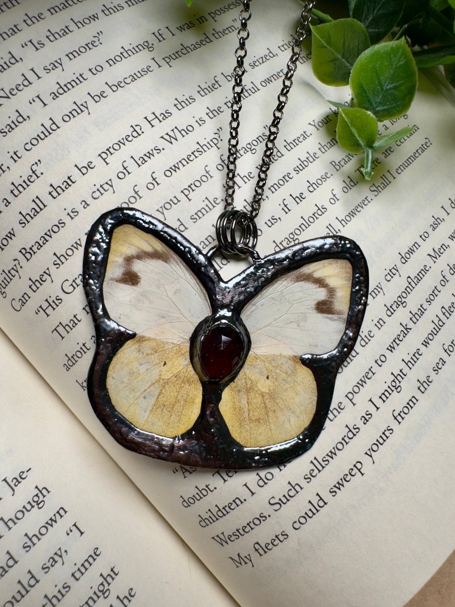 Butterfly and Orange Garnet Necklace | Copper Ashes