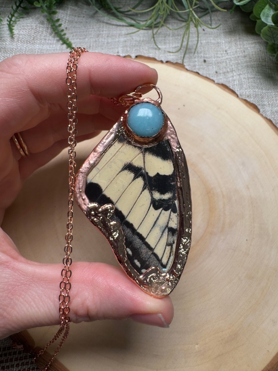 Butterfly Wing and Amazonite Necklace | Copper Ashes