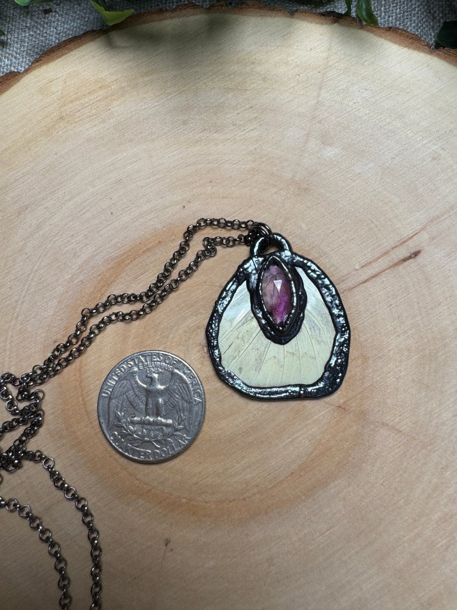 Butterfly Wing and Amethyst Necklace | Copper Ashes