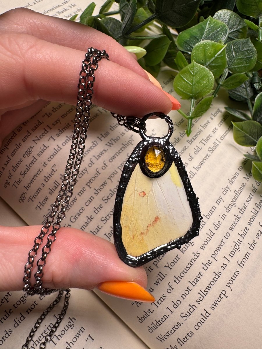 Butterfly Wing and Citrine Necklace | Copper Ashes
