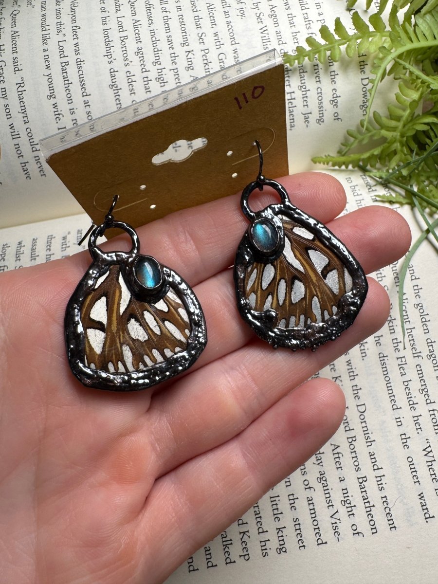 Butterfly Wing and Labradorite Earrings | Copper Ashes