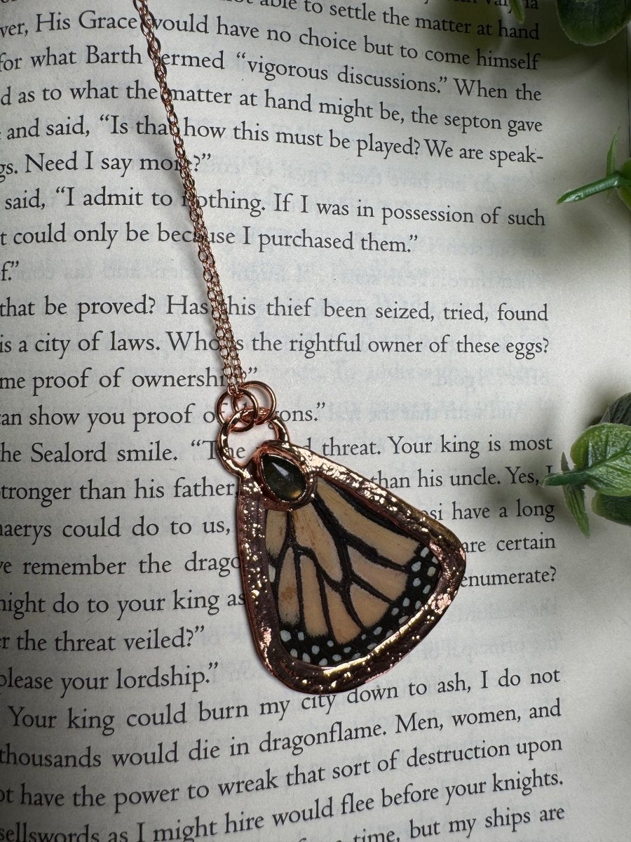 Butterfly Wing and Labradorite Necklace | Copper Ashes