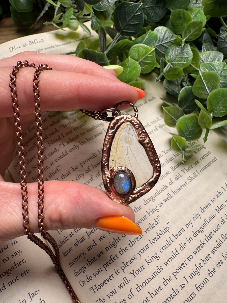 Butterfly Wing and Labradorite Necklace | Copper Ashes