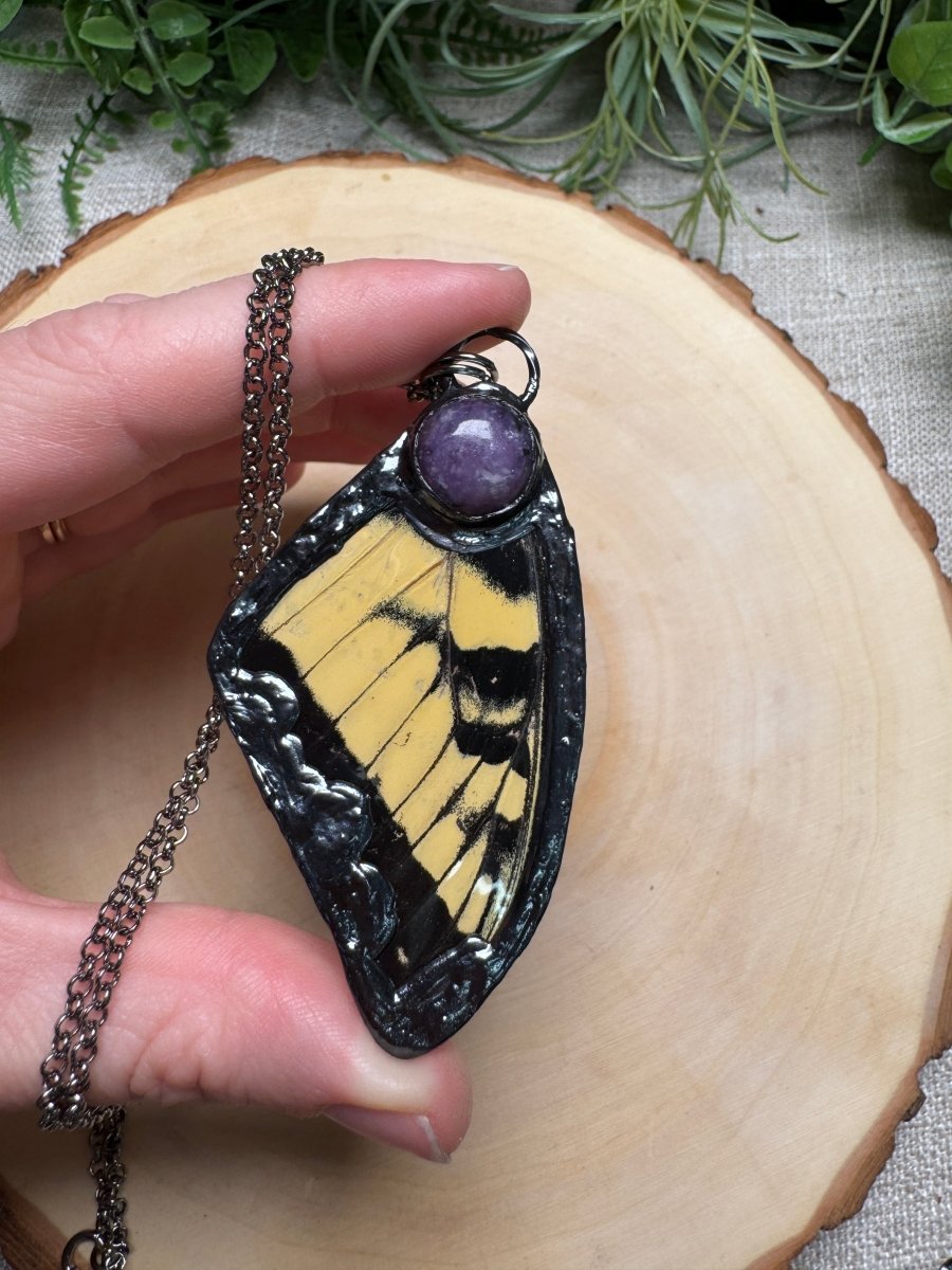 Butterfly Wing and Lepidolite Necklace | Copper Ashes