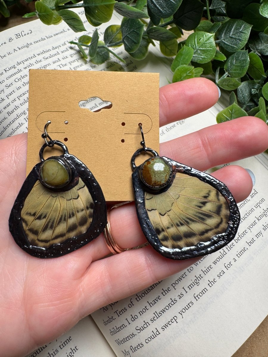 Butterfly Wing and Natural Turquoise Earrings | Copper Ashes