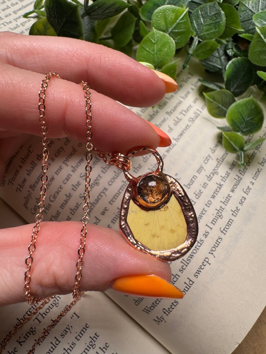 Butterfly Wing and Sunstone Necklace | Copper Ashes