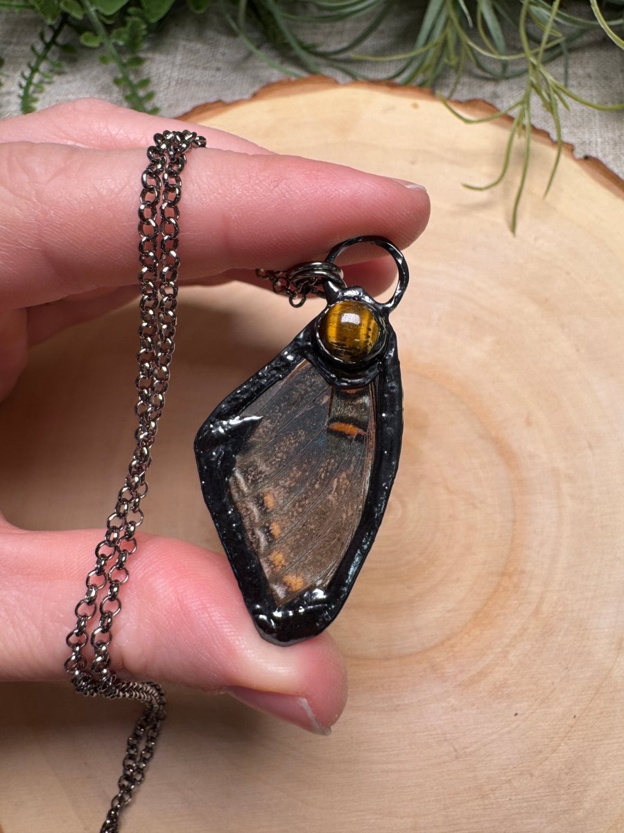 Butterfly Wing and Tigers Eye Necklace | Copper Ashes