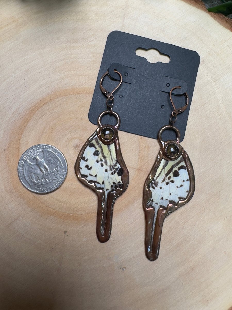 Butterfly Wings and Smoky Quartz Earrings | Copper Ashes