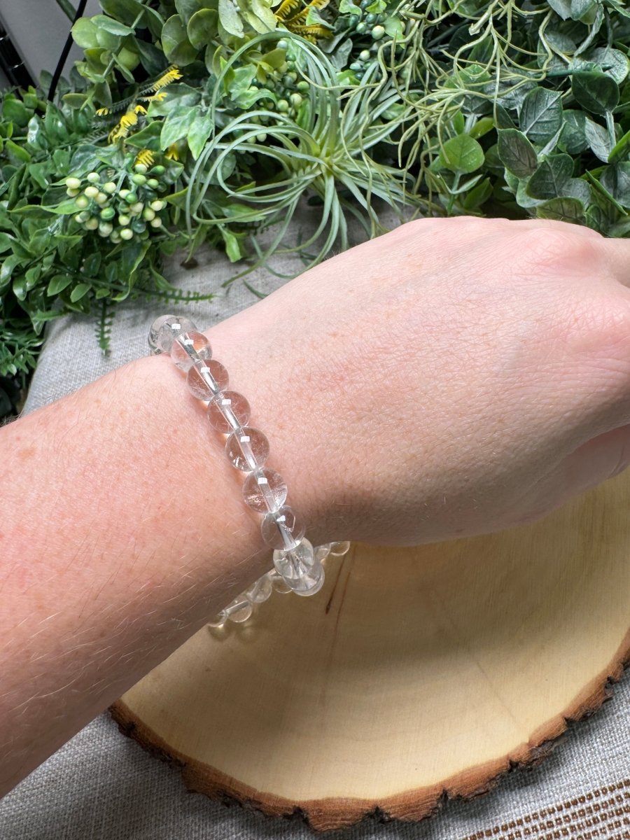 Clear Quartz 8mm Beaded Bracelet | Copper Ashes