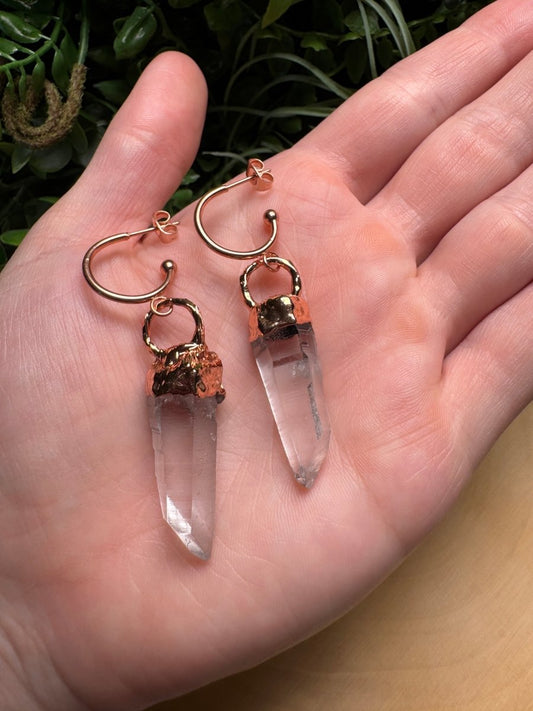 Clear Quartz Earrings | Copper Ashes