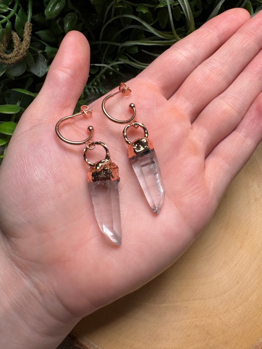 Clear Quartz Earrings | Copper Ashes