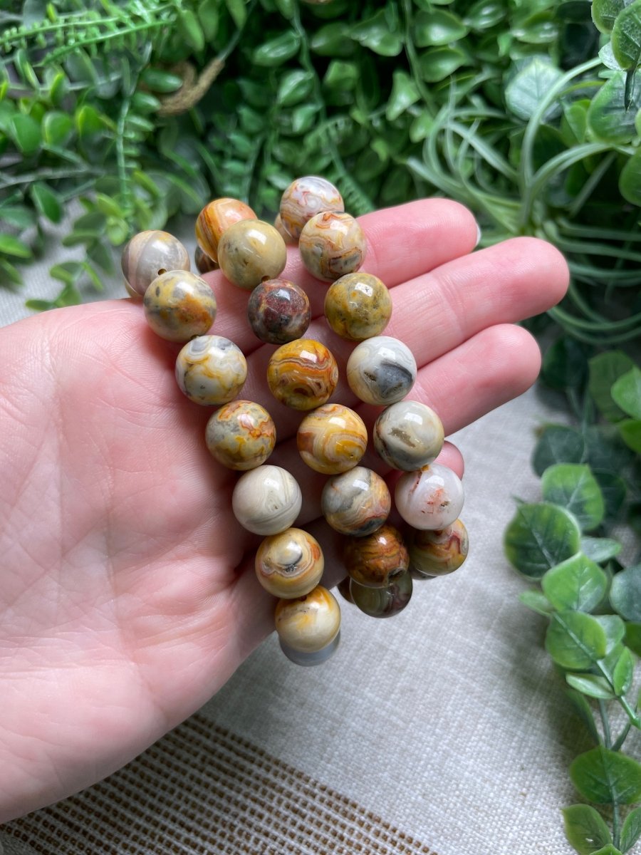 Crazy Lace Agate 12mm Beaded Bracelet | Copper Ashes
